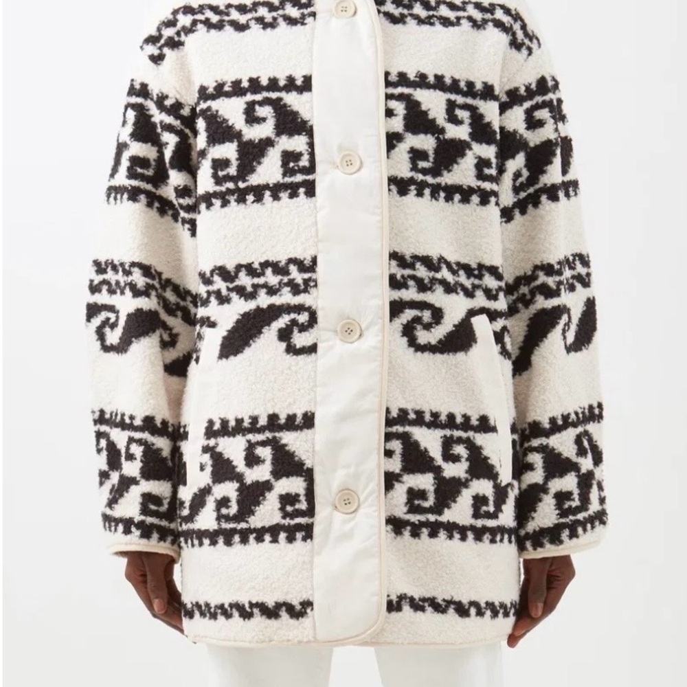 Isabel Marant Cream and Black Patterned Teddy Jacket